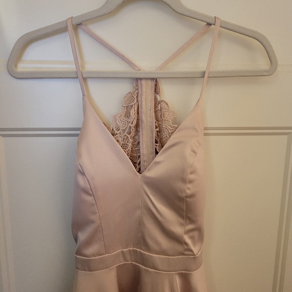 Formal pink satin dress